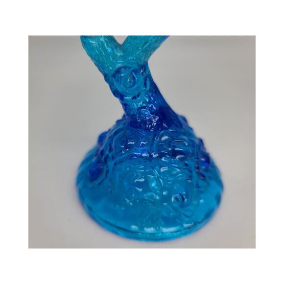 Vintage 1980’s Fenton Art Glass Royal Blue Owl Ring Holder 4.5" T - Picture 6 of 8